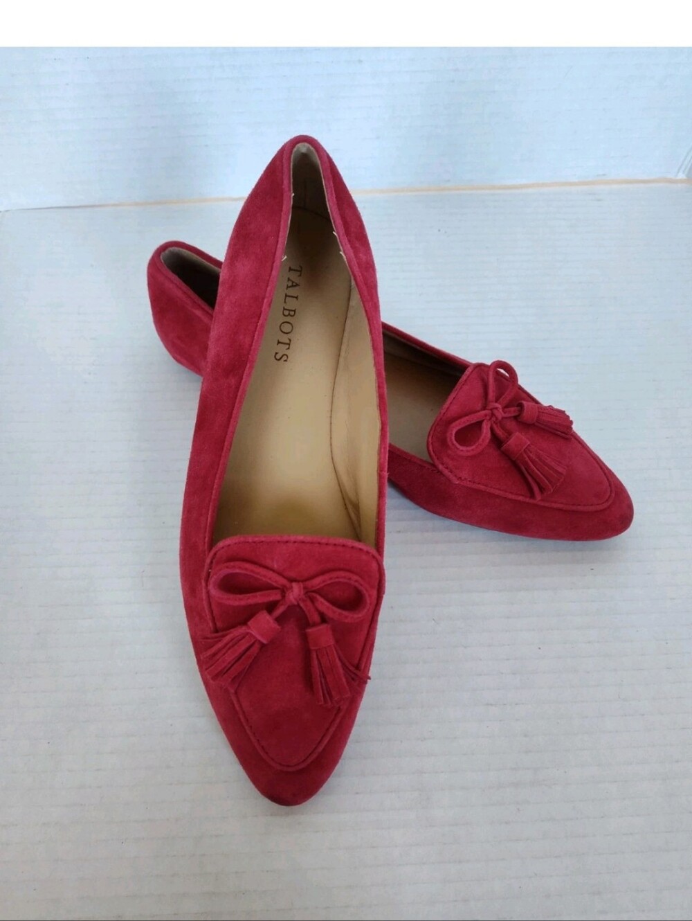 Talbots Francesca Tassel Tie Driving Loafers Size 7.5 Red Pointed Toe Shoes Flat